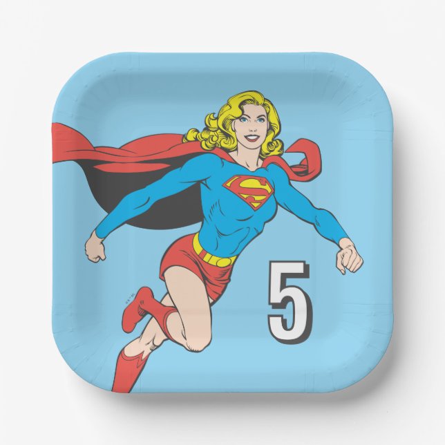 Supergirl Pose 1 Paper Plate (Front)