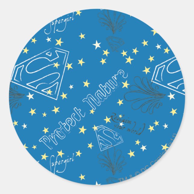 Supergirl Protect Nature Pattern Classic Round Sticker (Front)