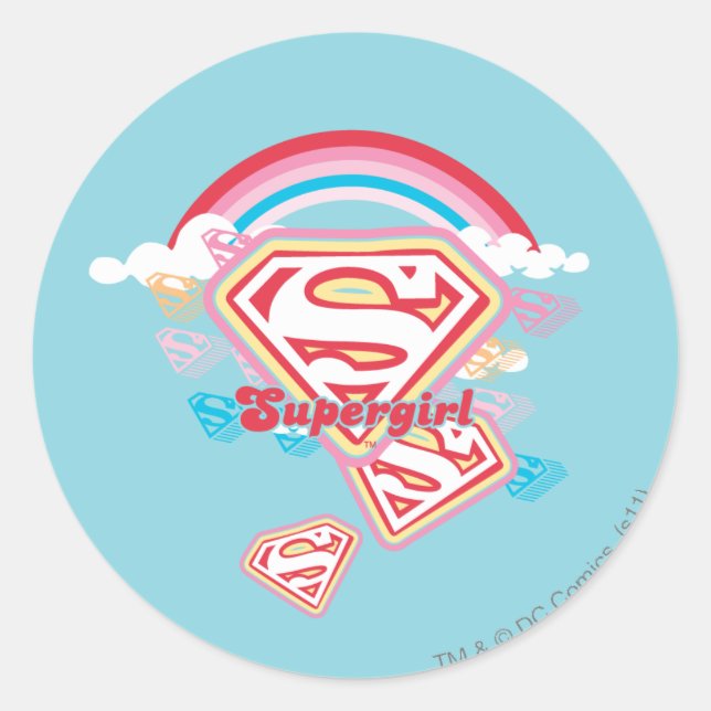 Supergirl Rainbow Classic Round Sticker (Front)