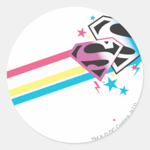 Supergirl Rainbow Stripes Classic Round Sticker