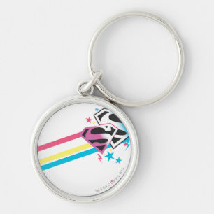 Supergirl Rainbow Stripes Key Ring
