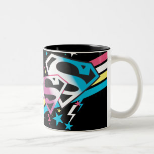 Supergirl Rainbow Stripes Two-Tone Coffee Mug
