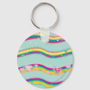 Supergirl Rainbow Waves Green Key Ring