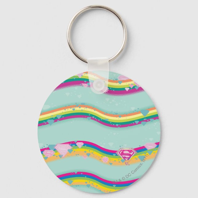 Supergirl Rainbow Waves Green Key Ring (Front)