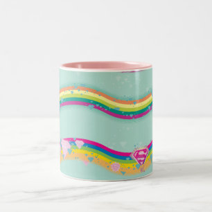 Supergirl Rainbow Waves Green Two-Tone Coffee Mug