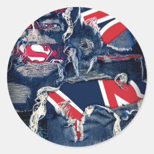 Supergirl Red, White & Blue Classic Round Sticker
