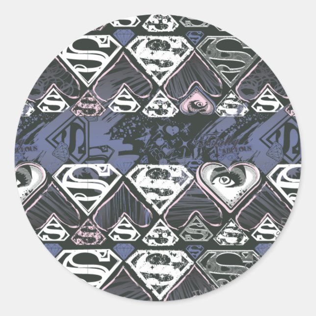 Supergirl Repeat S Pattern Classic Round Sticker (Front)
