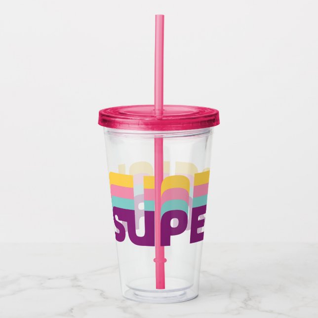 Supergirl Retro Colorshift Graphic Acrylic Tumbler (Front)
