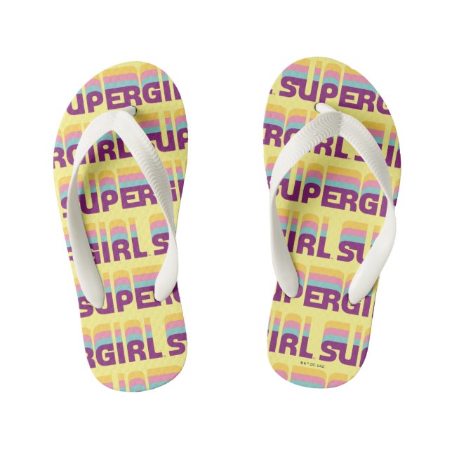 Supergirl Retro Colorshift Graphic Kid's Flip Flops (Footbed)
