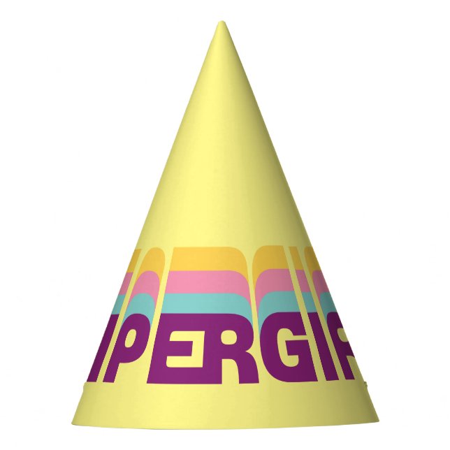 Supergirl Retro Colorshift Graphic Party Hat (Front)