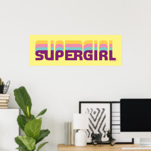 Supergirl Retro Colorshift Graphic Poster