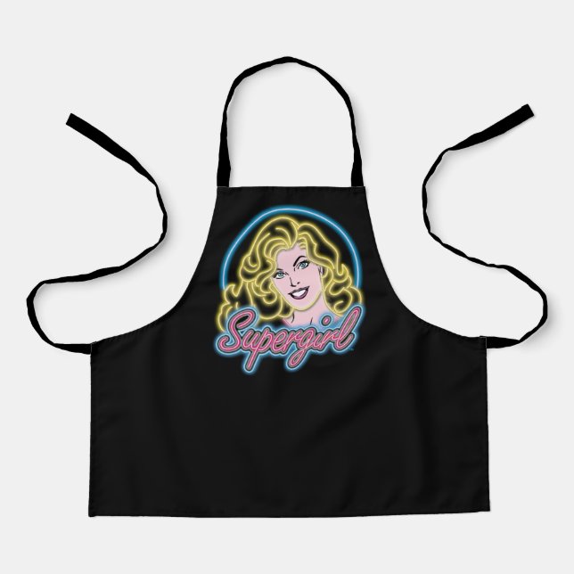Supergirl Retro Neon Lights Graphic Apron (Front)