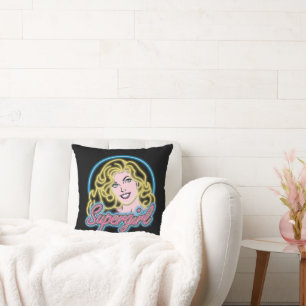 Supergirl Retro Neon Lights Graphic Cushion