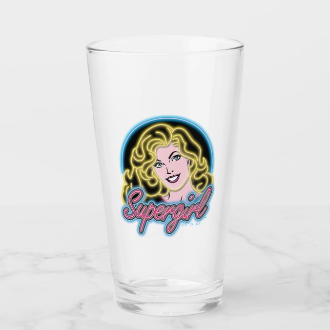 Supergirl Retro Neon Lights Graphic Glass (Front)