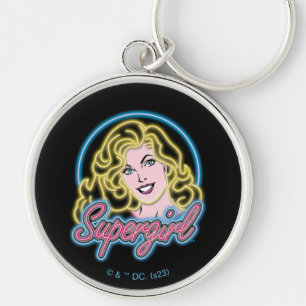 Supergirl Retro Neon Lights Graphic Key Ring