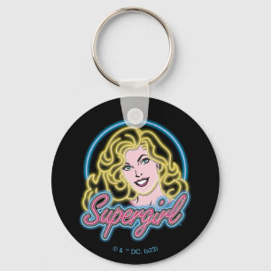 Supergirl Retro Neon Lights Graphic Key Ring