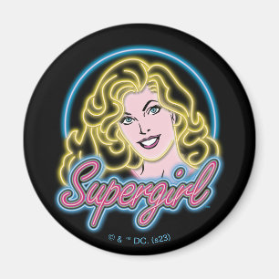 Supergirl Retro Neon Lights Graphic Magnet