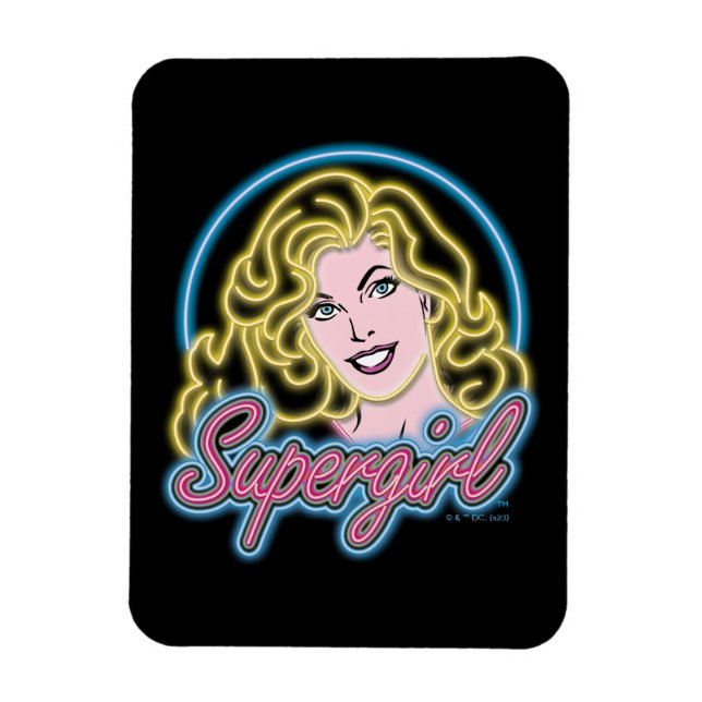 Supergirl Retro Neon Lights Graphic Magnet (Vertical)