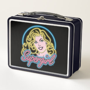 Supergirl Retro Neon Lights Graphic Metal Lunch Box