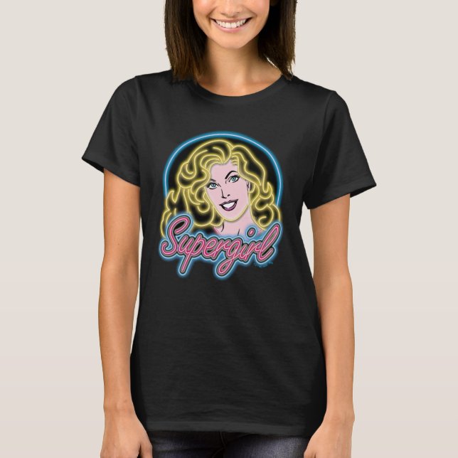 Supergirl Retro Neon Lights Graphic T-Shirt (Front)