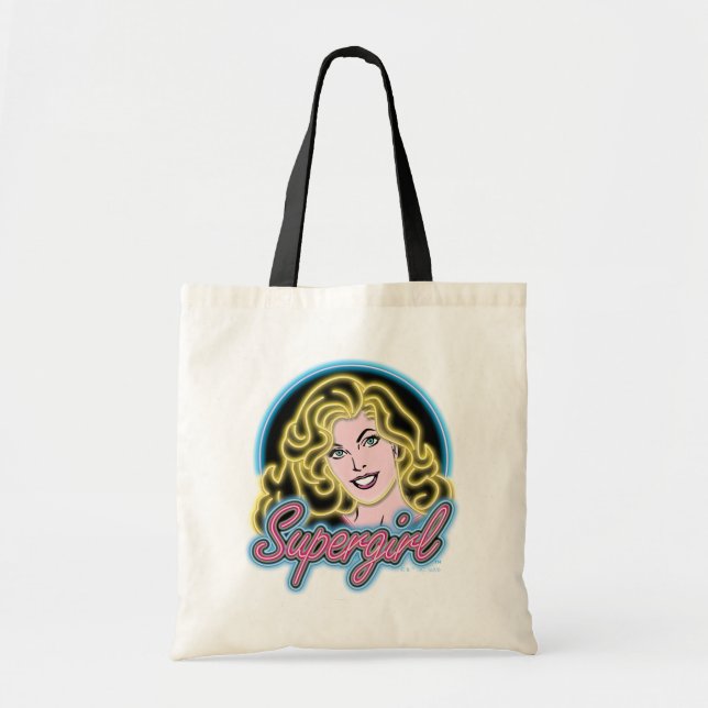 Supergirl Retro Neon Lights Graphic Tote Bag (Front)