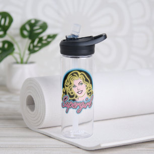 Supergirl Retro Neon Lights Graphic Water Bottle