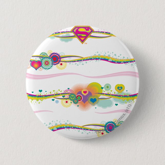 Supergirl Retro Rainbow 6 Cm Round Badge (Front)