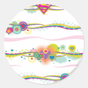 Supergirl Retro Rainbow Classic Round Sticker