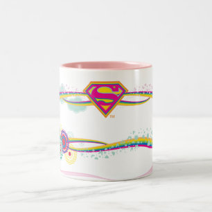 Supergirl Retro Rainbow Two-Tone Coffee Mug