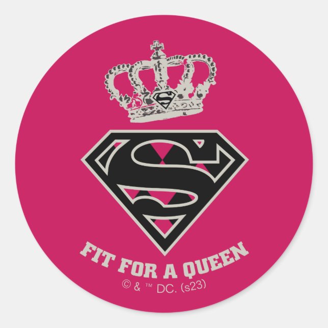 Supergirl S-Shield "Fit For A Queen" Classic Round Sticker (Front)