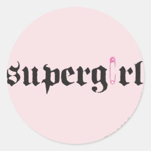 Supergirl Safety Pin Letter Classic Round Sticker