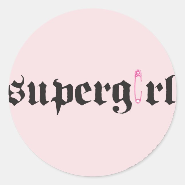 Supergirl Safety Pin Letter Classic Round Sticker (Front)