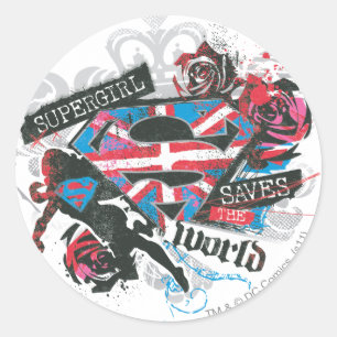Supergirl Saves the World Classic Round Sticker