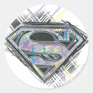Supergirl Scribbles Logo Classic Round Sticker