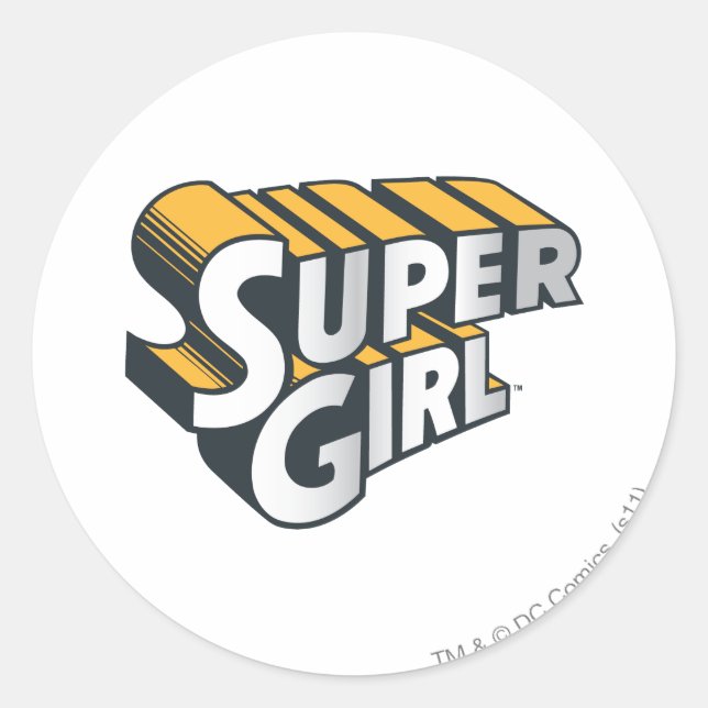 Supergirl Silver and Orange Logo Classic Round Sticker (Front)