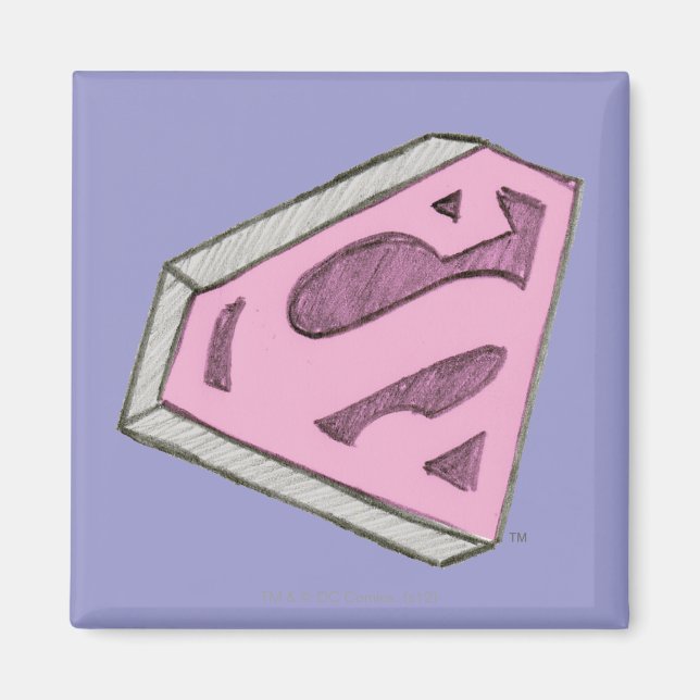 Supergirl Sketched Pink Logo Magnet (Front)