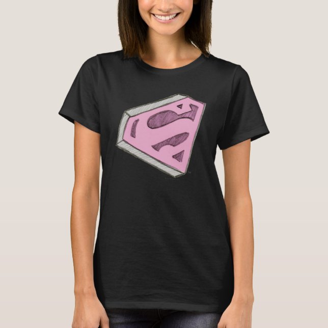 Supergirl Sketched Pink Logo T-Shirt (Front)