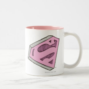 Supergirl Sketched Pink Logo Two-Tone Coffee Mug
