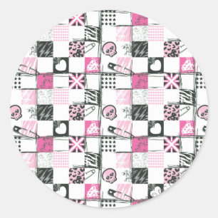 Supergirl Skulls and Pins Pattern Classic Round Sticker