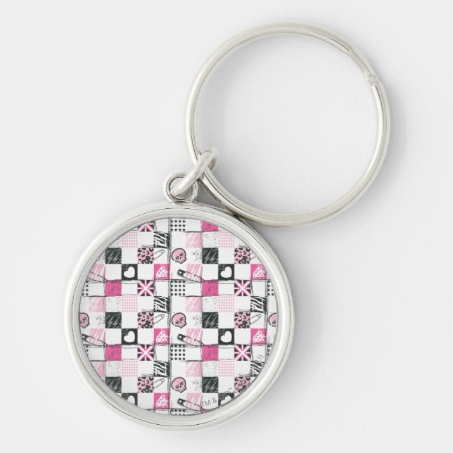 Supergirl Skulls and Pins Pattern Key Ring (Front)
