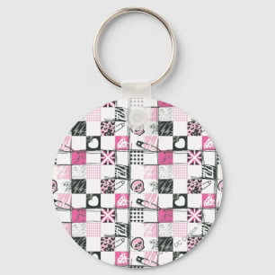 Supergirl Skulls and Pins Pattern Key Ring