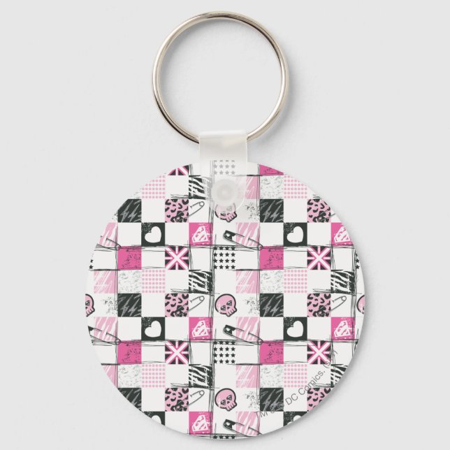 Supergirl Skulls and Pins Pattern Key Ring (Front)