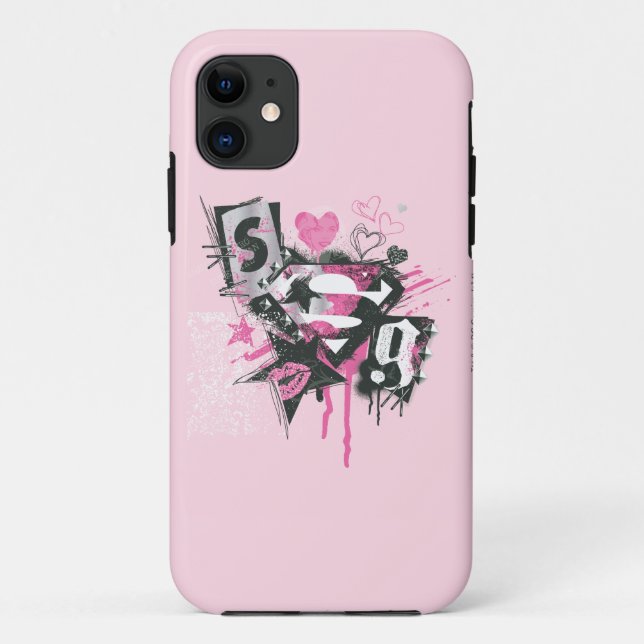 Supergirl Spills and Scribbles Collage Case-Mate iPhone Case (Back)