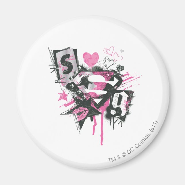 Supergirl Spills and Scribbles Collage Magnet (Front)