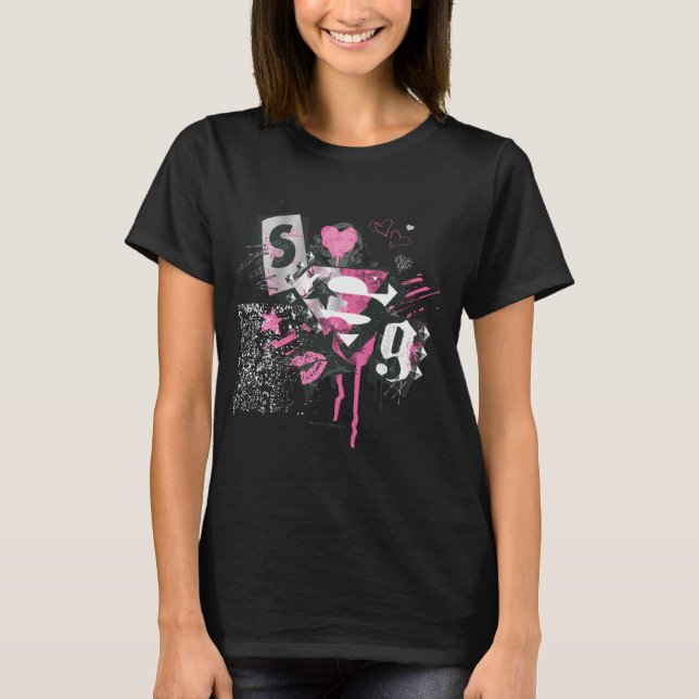 Supergirl Spills and Scribbles Collage T-Shirt (Front)