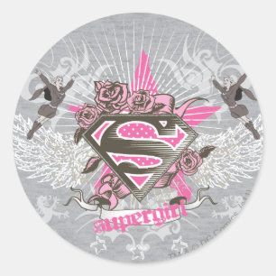 Supergirl Star and Roses Classic Round Sticker