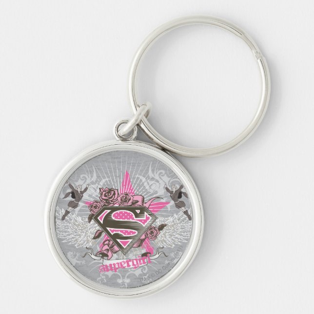 Supergirl Star and Roses Key Ring (Front)