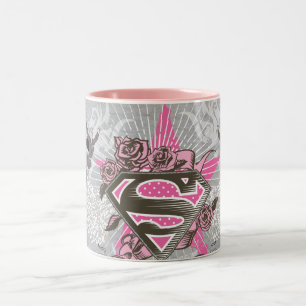 Supergirl Star and Roses Two-Tone Coffee Mug