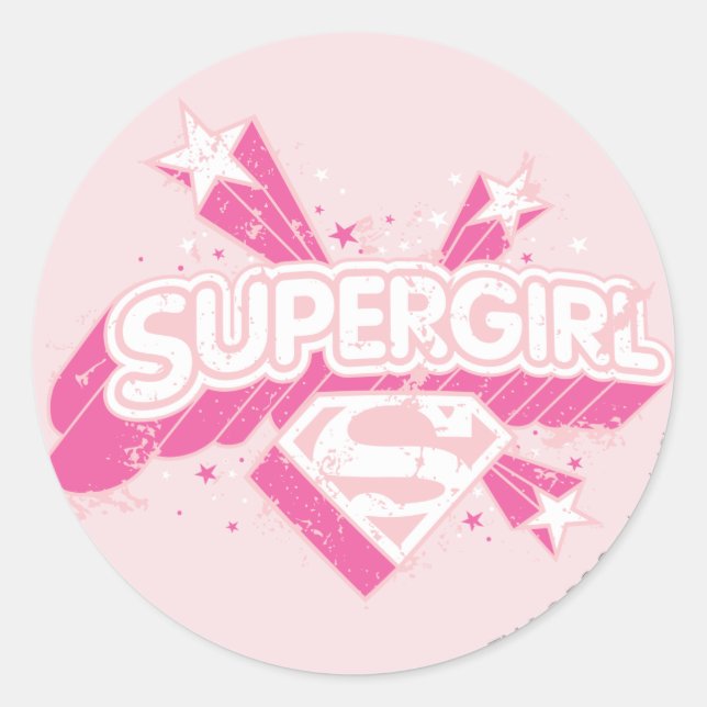 Supergirl Stars and Logo Classic Round Sticker (Front)