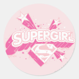 Supergirl Stars and Logo Classic Round Sticker